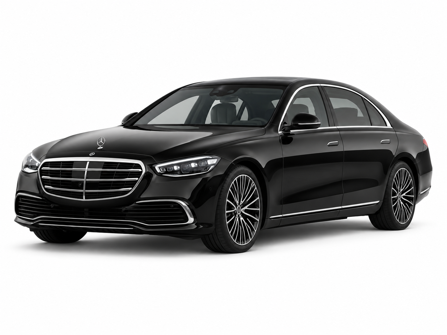 Black Mercedes-Benz S-Class on a white background