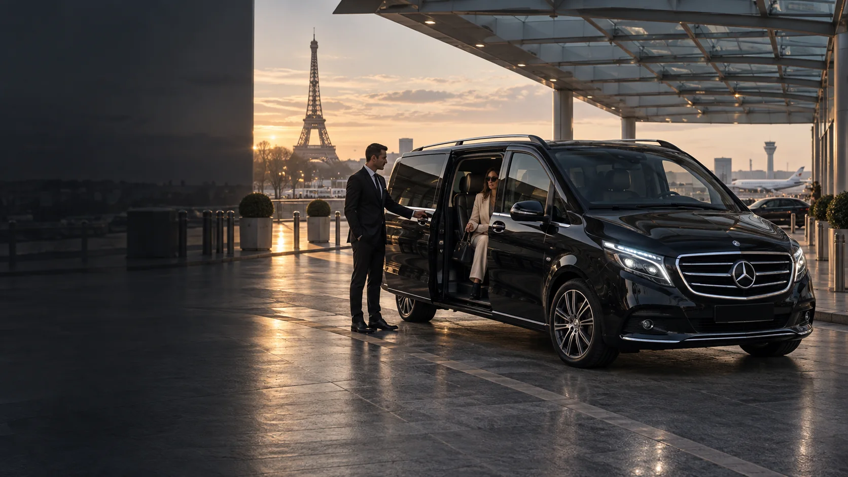 Mercedes chauffeur arrival service in Paris