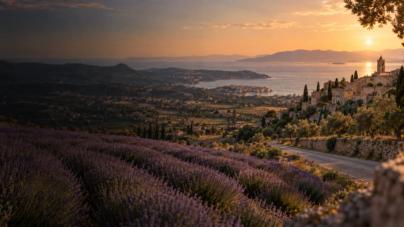 Lavender landscape in Provence on the route toward the French Riviera